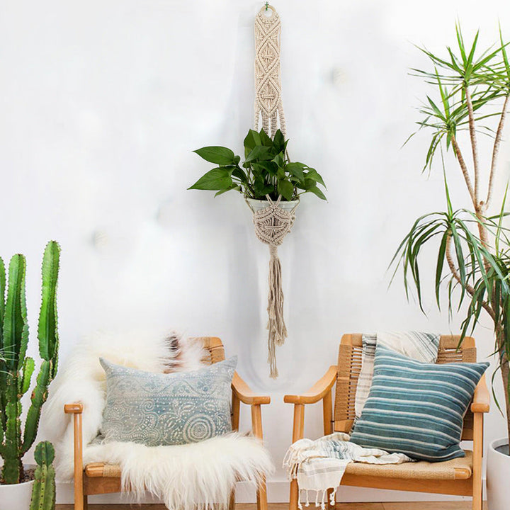 Macrame Plant Hanger for Space-Saving Natural Greenery