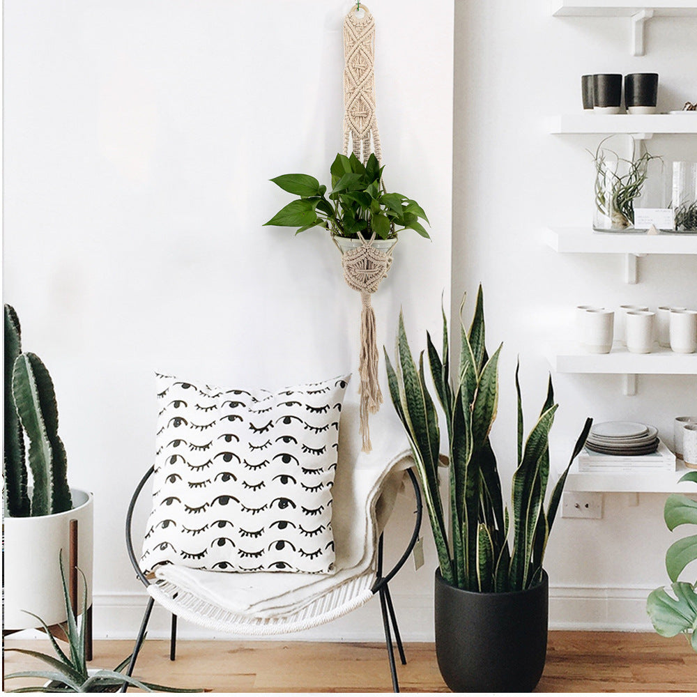 Macrame Plant Hanger for Space-Saving Natural Greenery