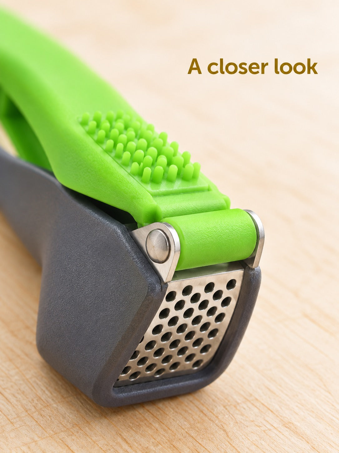 Garlic Press With Built-In Peeler, Crushes Garlic Fast
