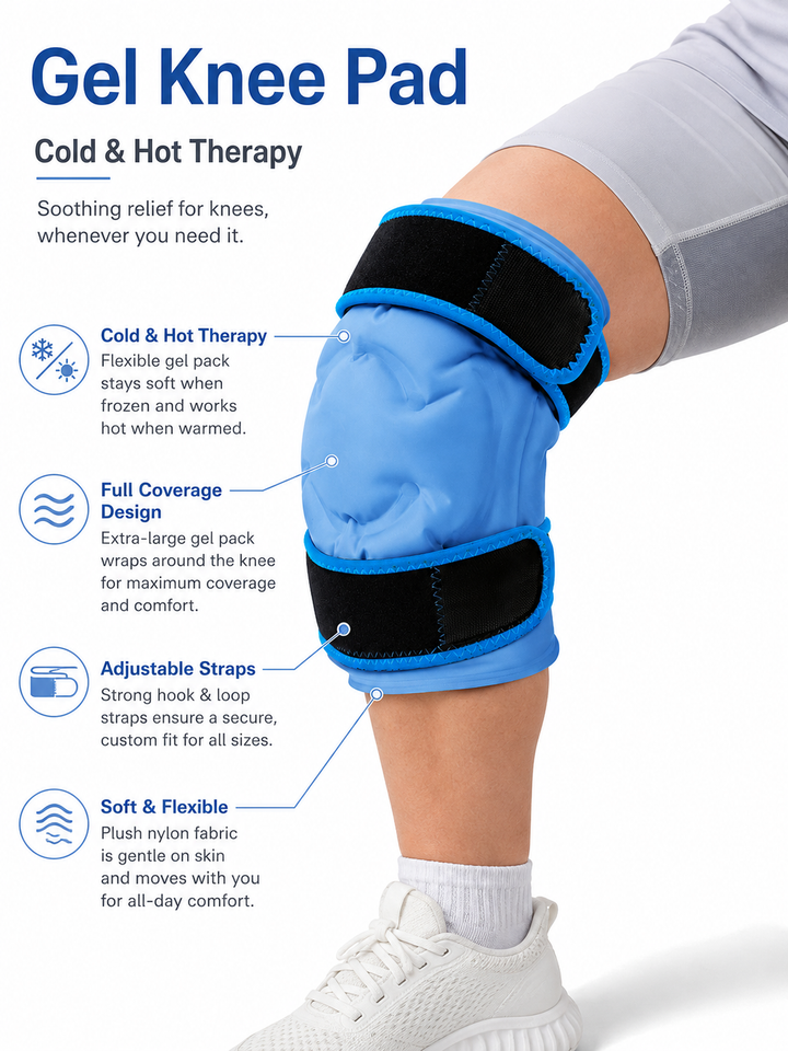 Knee Ice Gel Pack — 30+ Mins of Cold Therapy & Compression