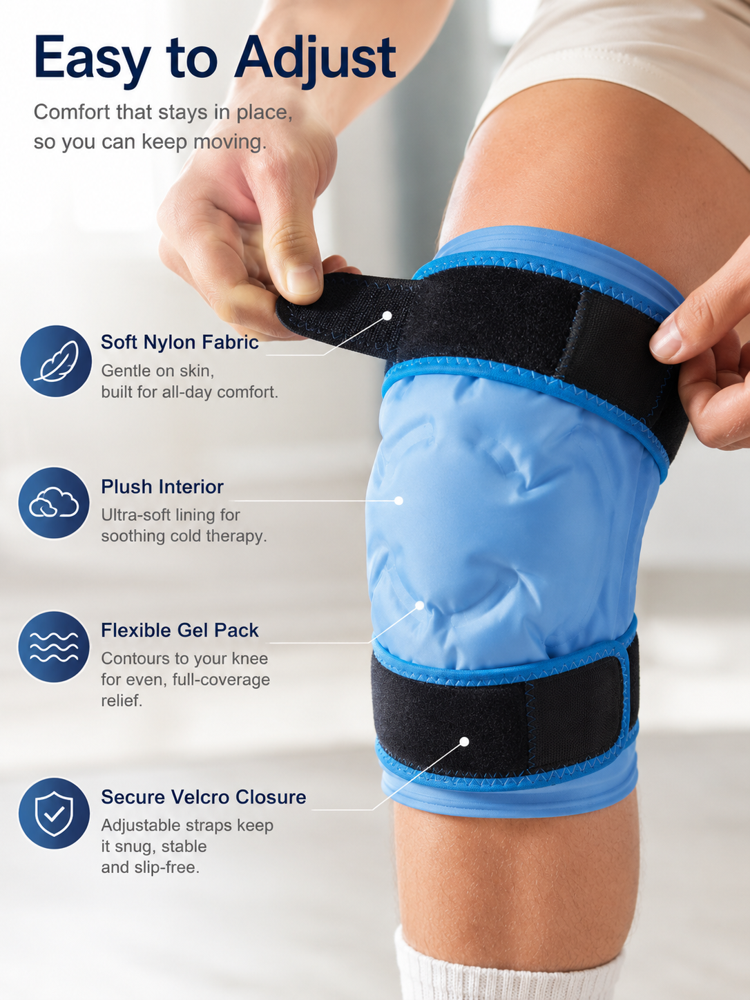 Knee Ice Gel Pack — 30+ Mins of Cold Therapy & Compression