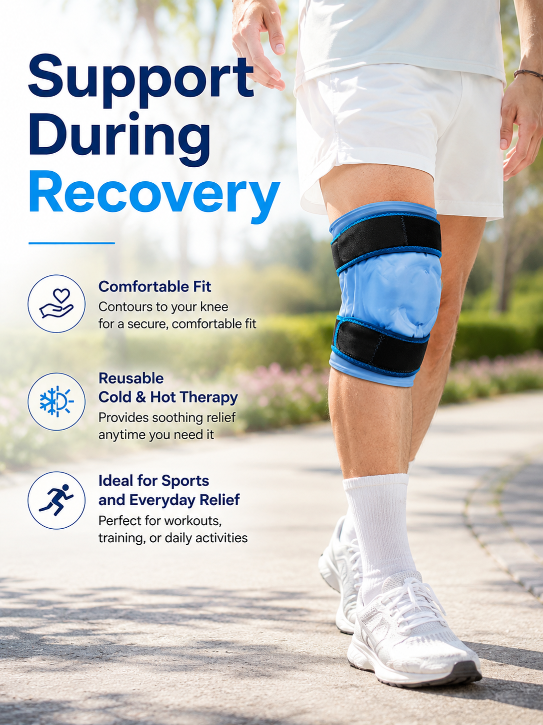 Knee Ice Gel Pack — 30+ Mins of Cold Therapy & Compression