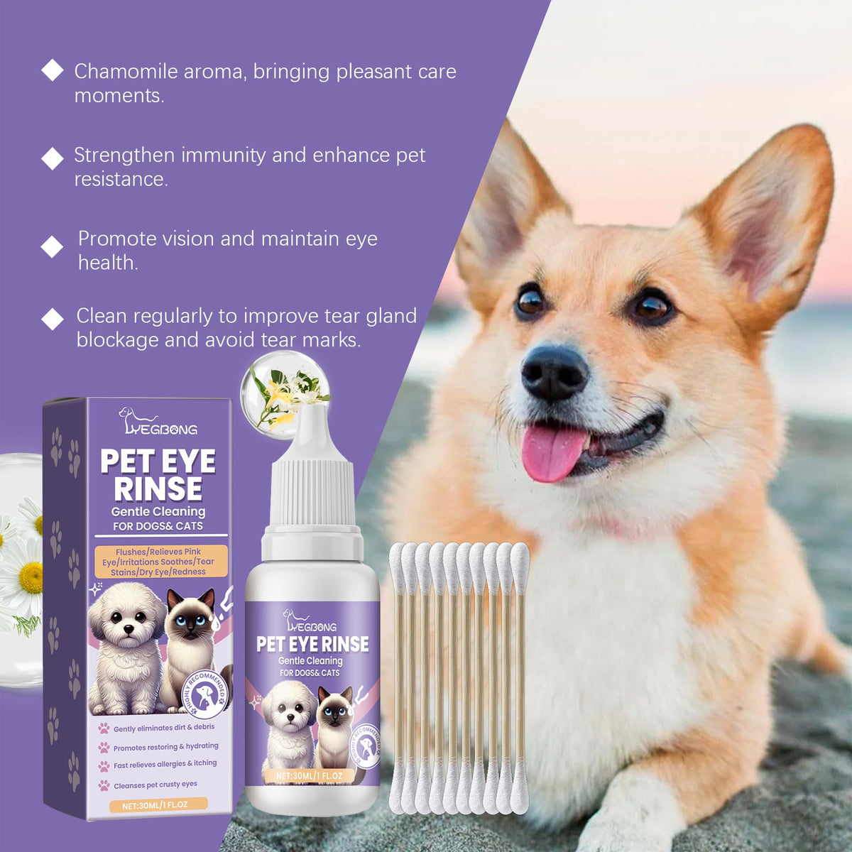 Pet Eye Wash for Cats & Dogs | Gentle Daily Cleaning