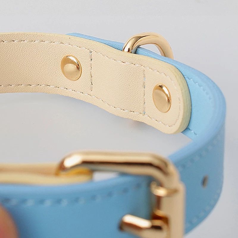 Genuine Leather Pet Collar With Stylish Secure Comfort