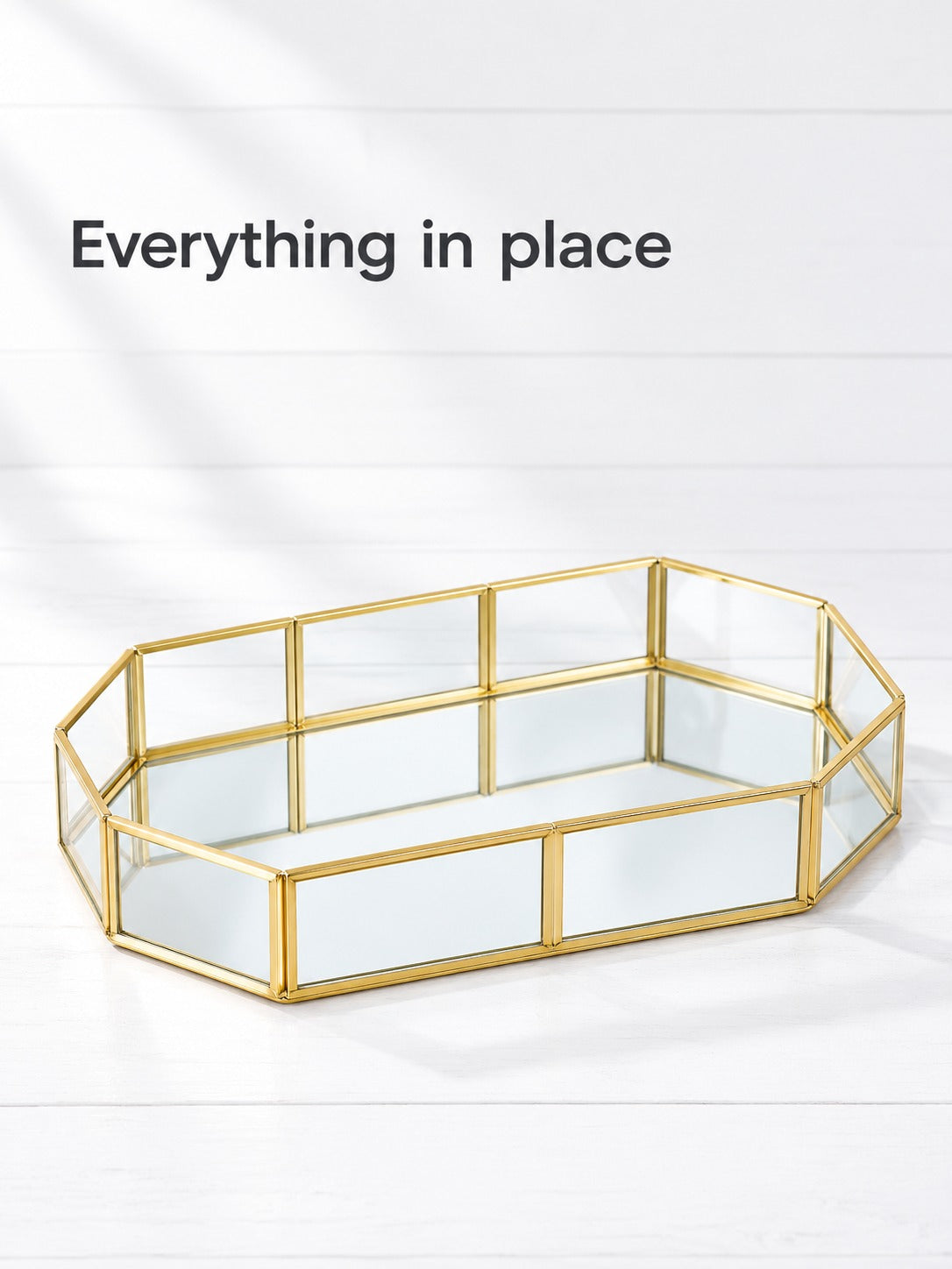 Geometric Brass Glass Vanity Tray Organizer for Perfume