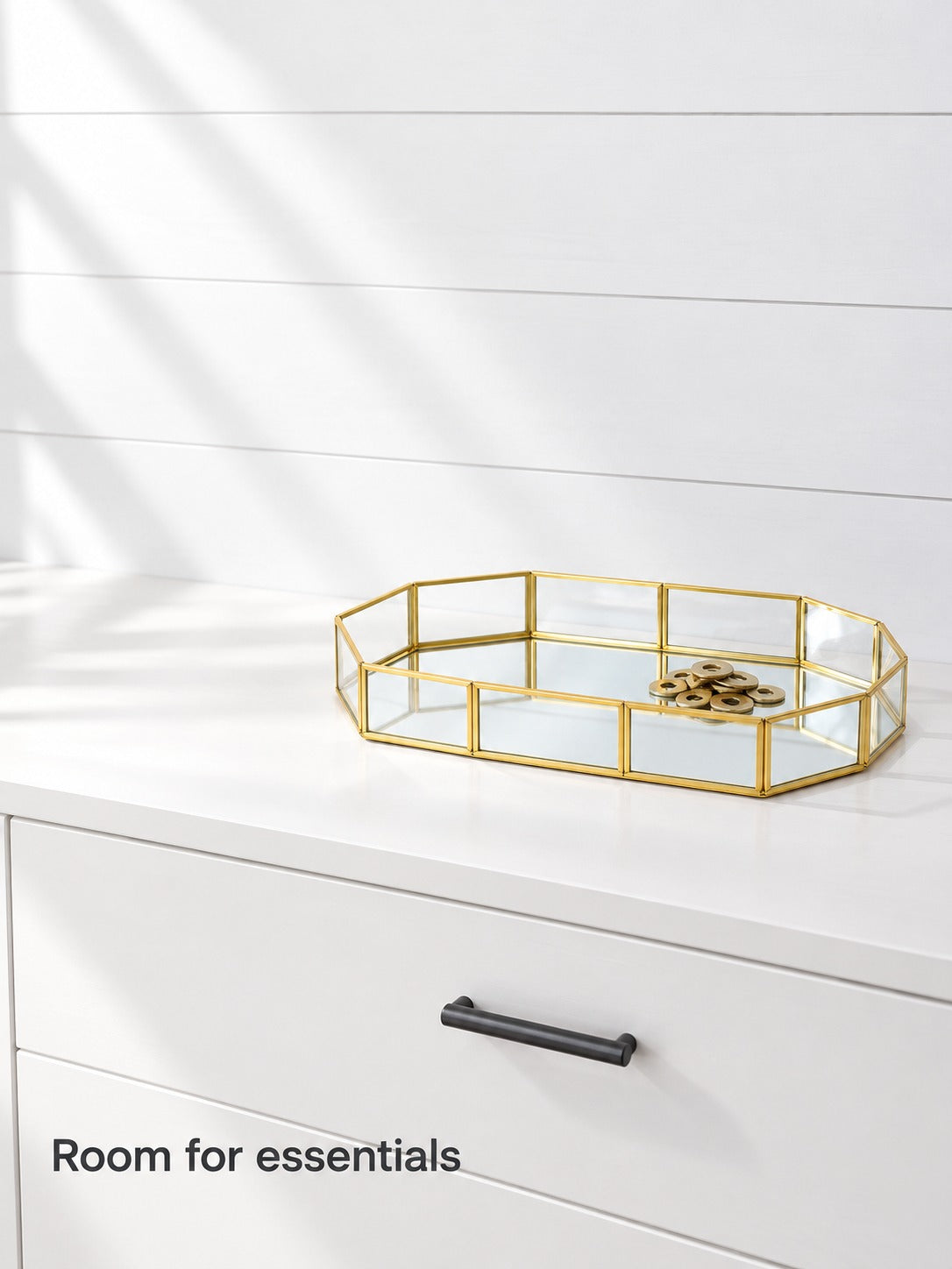 Geometric Brass Glass Vanity Tray Organizer for Perfume