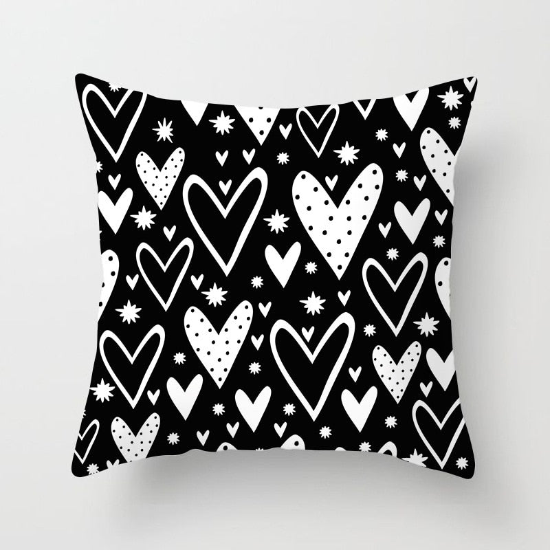 Black and White Geometric Throw Pillow Cover for Sofa