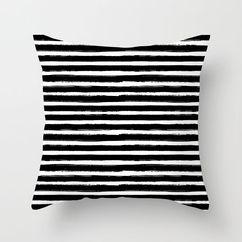 Black and White Geometric Throw Pillow Cover for Sofa