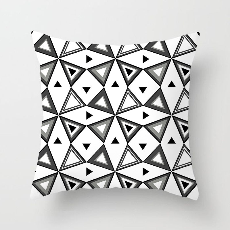 Black and White Geometric Throw Pillow Cover for Sofa