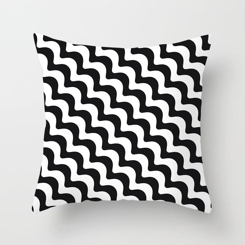 Black and White Geometric Throw Pillow Cover for Sofa