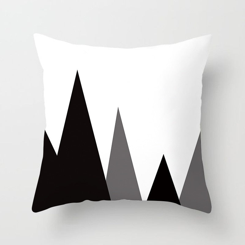 Black and White Geometric Throw Pillow Cover for Sofa