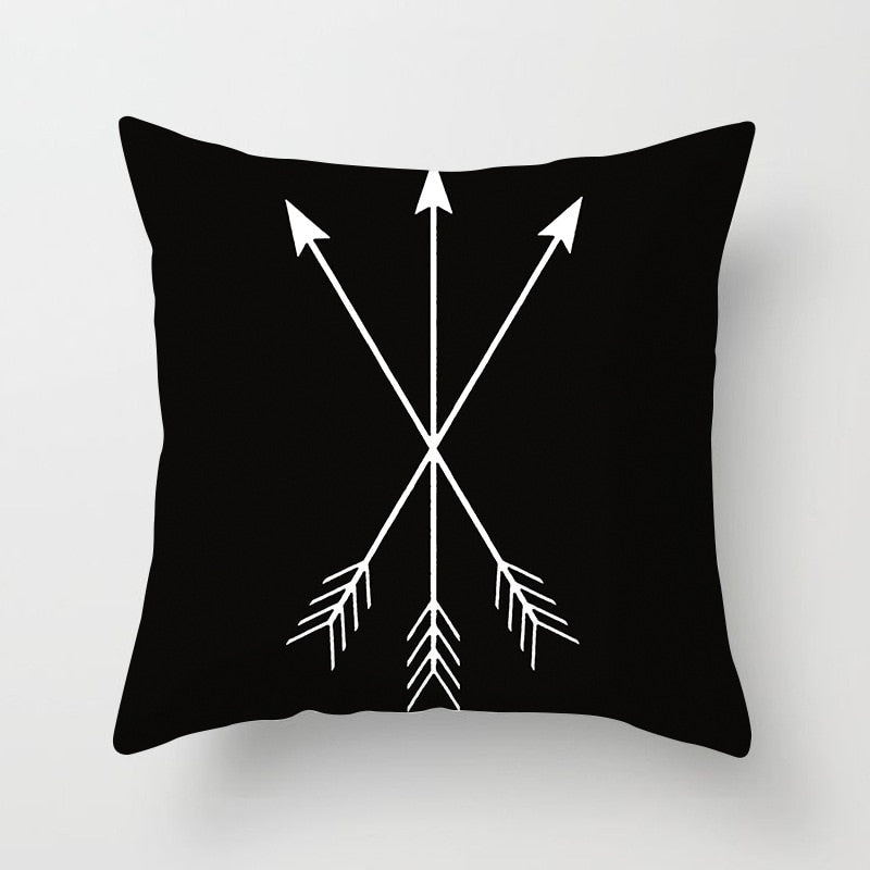 Black and White Geometric Throw Pillow Cover for Sofa