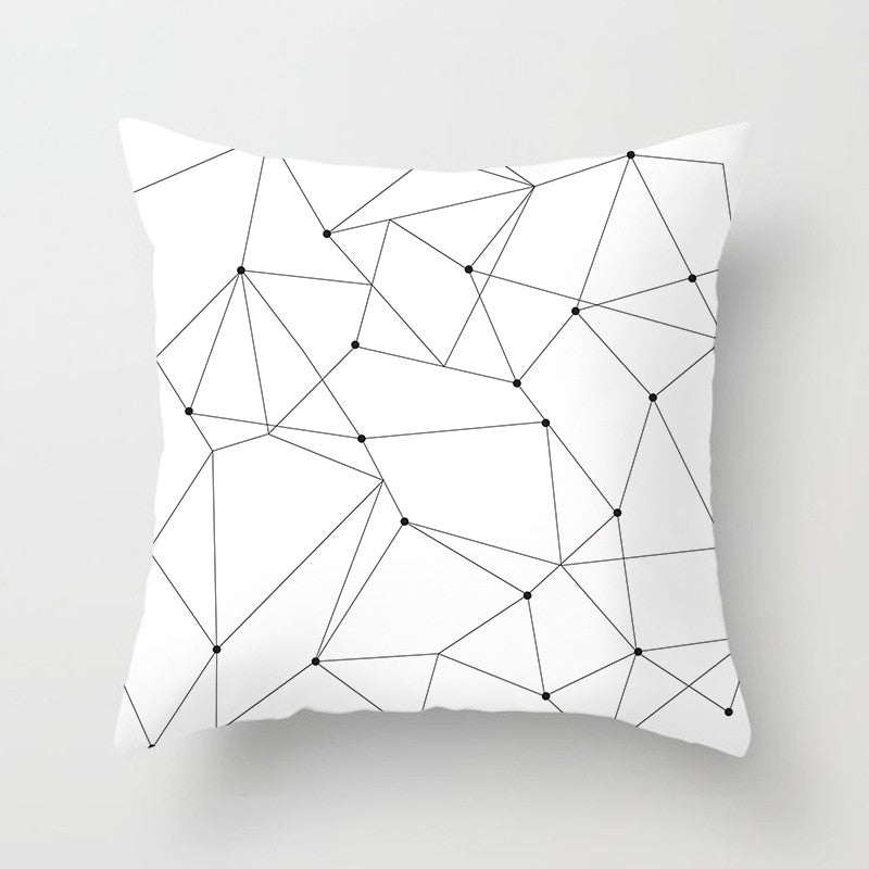 Black and White Geometric Throw Pillow Cover for Sofa