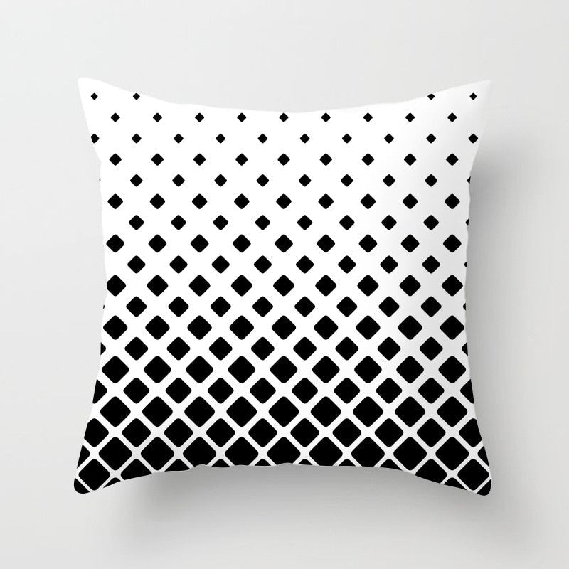 Black and White Geometric Throw Pillow Cover for Sofa