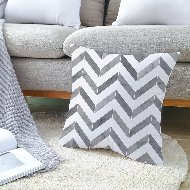Black and White Geometric Throw Pillow Cover for Sofa