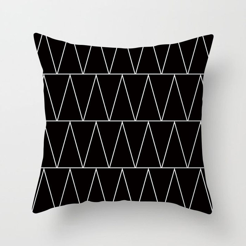 Black and White Geometric Throw Pillow Cover for Sofa