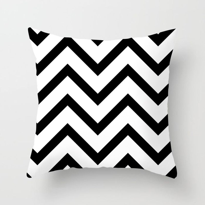 Black and White Geometric Throw Pillow Cover for Sofa