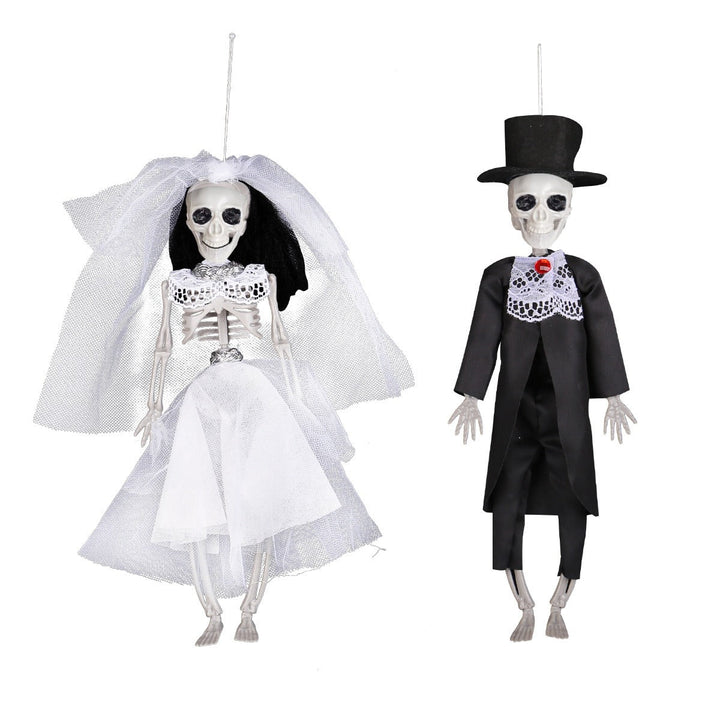 Skeleton Bride and Groom Haunted Wedding Scene Decorations