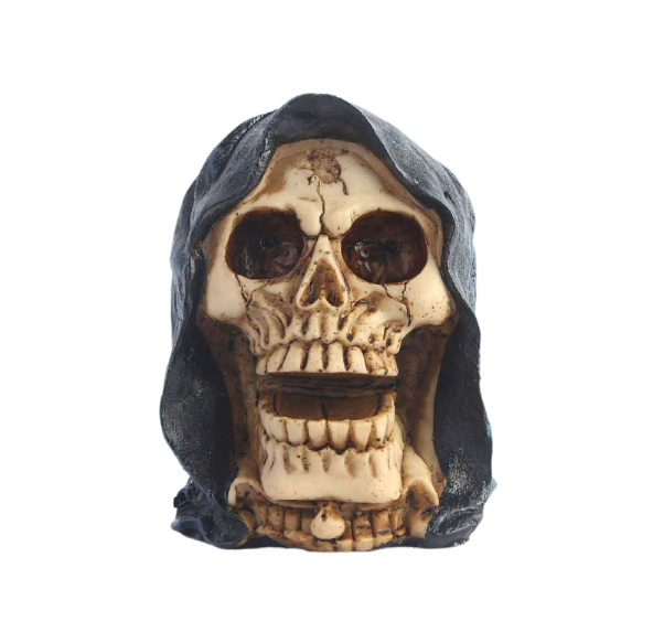 Ghost Skull Ornament: Gothic Hooded Halloween Decor
