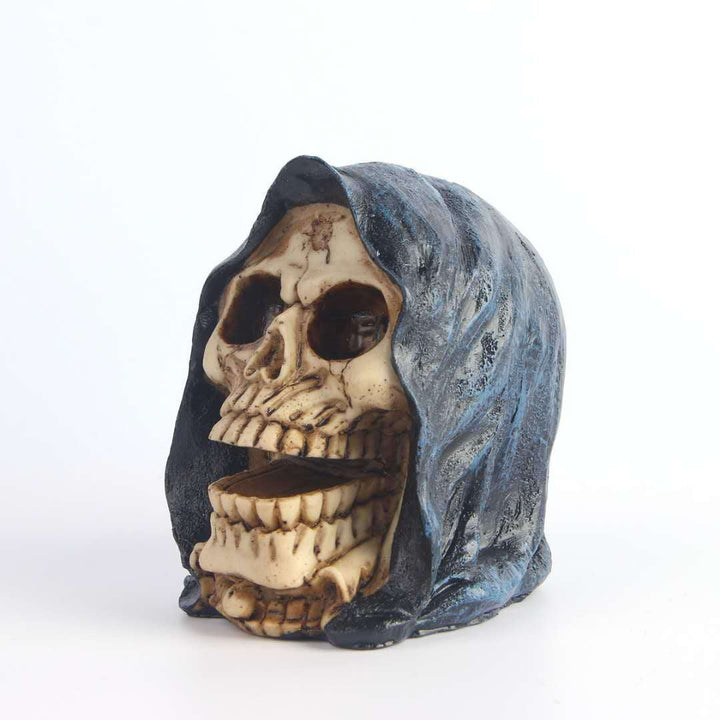 Ghost Skull Ornament: Gothic Hooded Halloween Decor