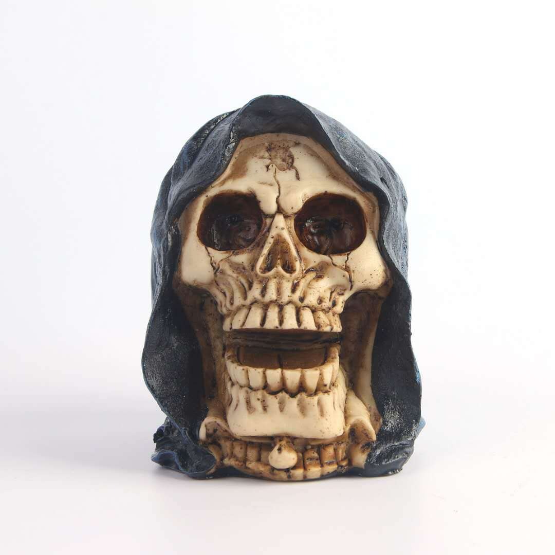 Ghost Skull Ornament: Gothic Hooded Halloween Decor