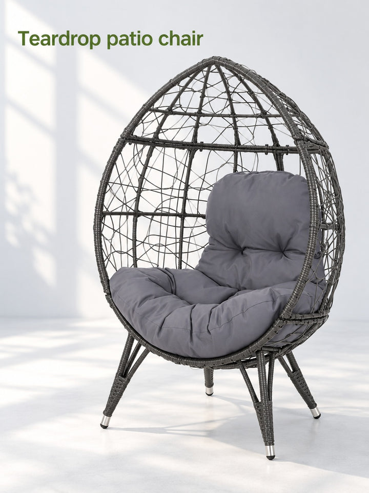 Teardrop Outdoor Patio Egg Chair with Cosy Cushion