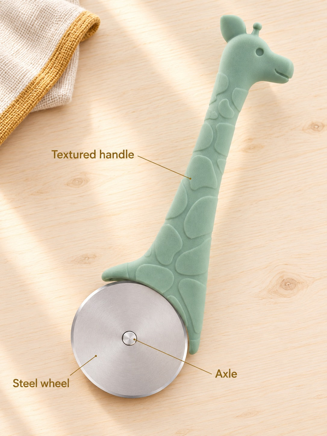Giraffe Pizza Cutter with Stainless Steel Wheel and Handle