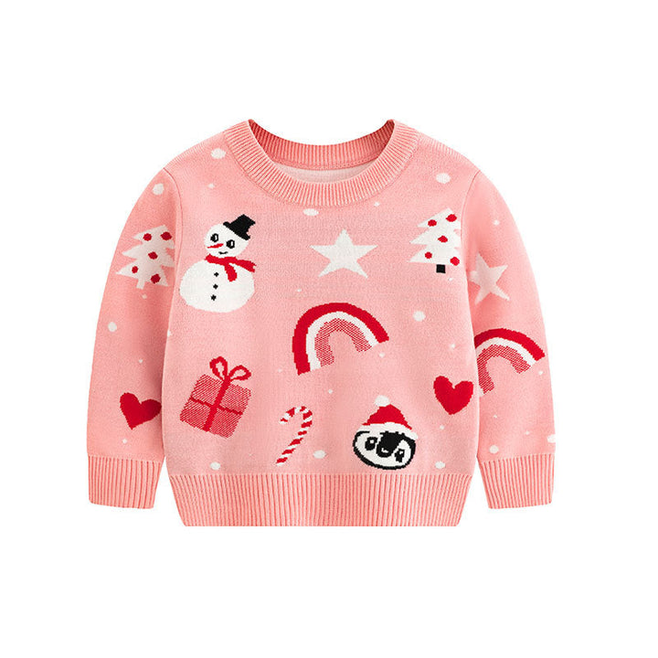 Girls' Christmas Sweater – Soft Knit Holiday Cartoon