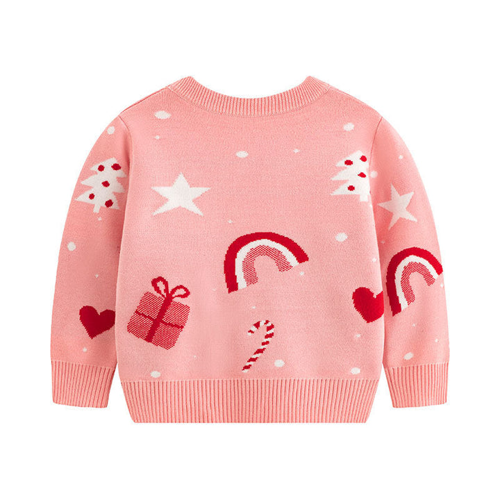 Girls' Christmas Sweater – Soft Knit Holiday Cartoon