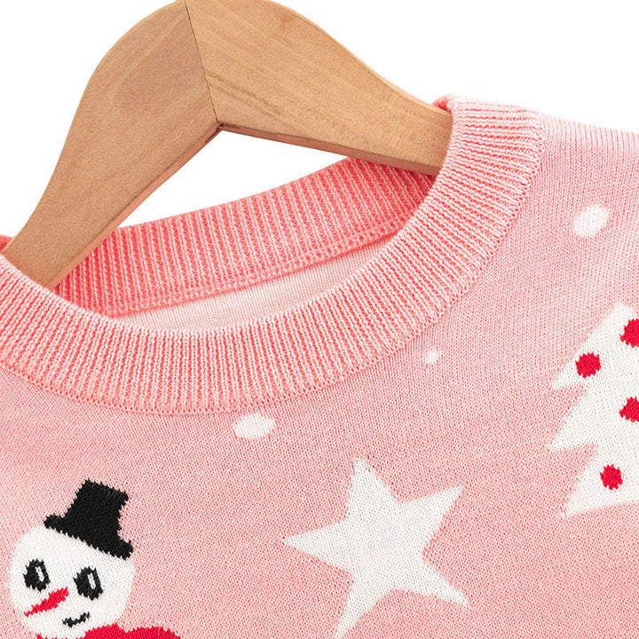 Girls' Christmas Sweater – Soft Knit Holiday Cartoon