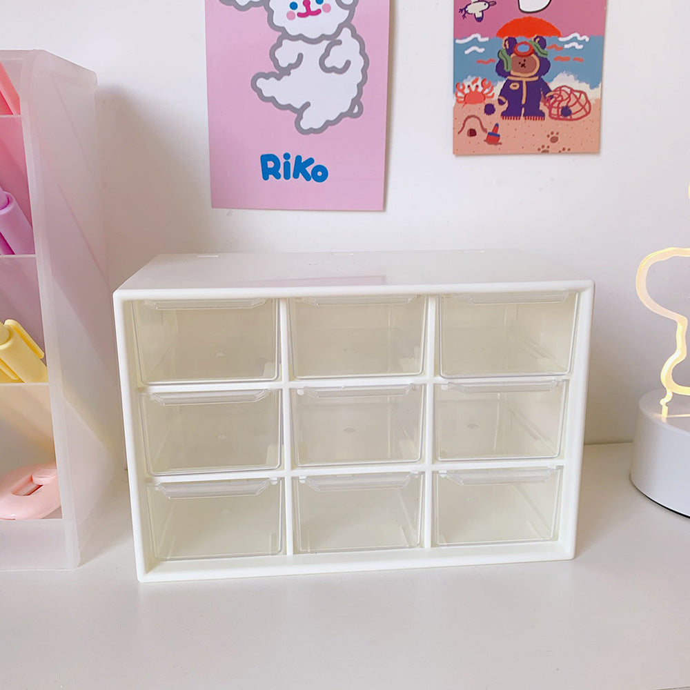 Clear 9-Drawer Desk Organizer for Stationery and Makeup