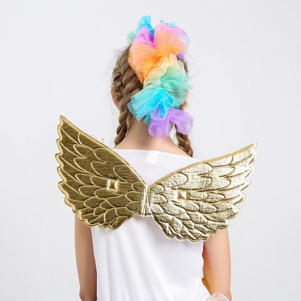 Girls' Rainbow Unicorn Costume Dress with Wings Set