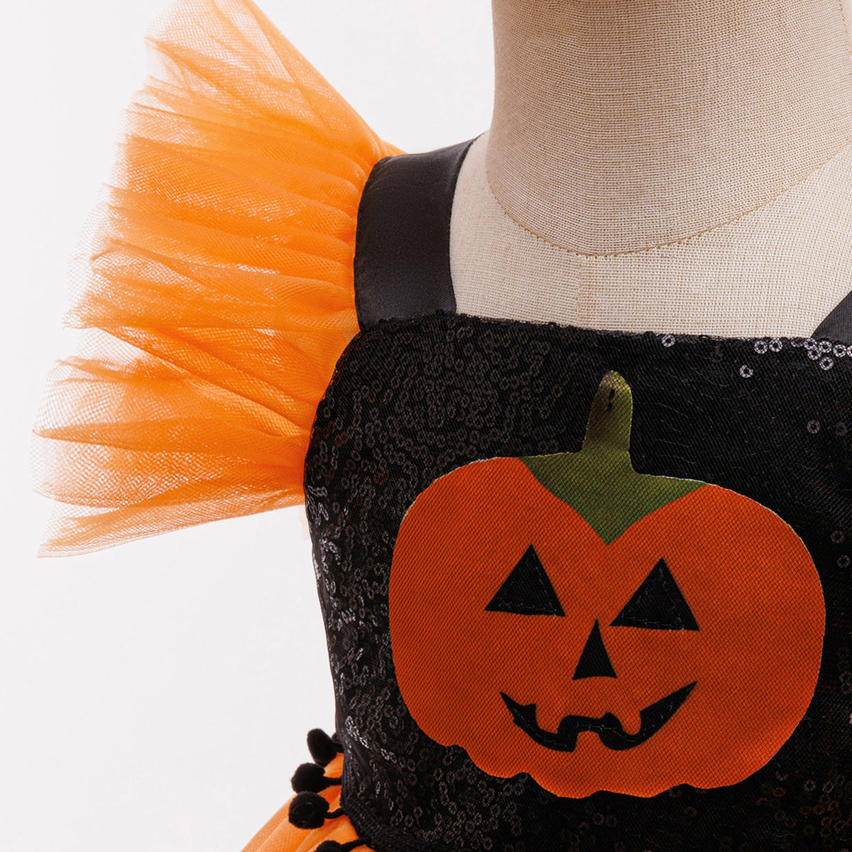 Girls' Halloween Princess Dress with Sequin Tulle