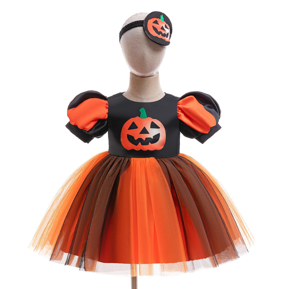 Girls' Halloween Pumpkin Costume Dress With Headband