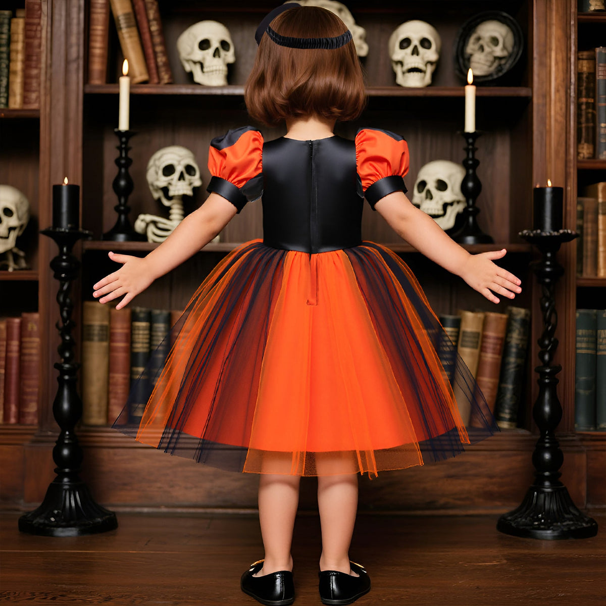 Girls' Halloween Pumpkin Costume Dress With Headband