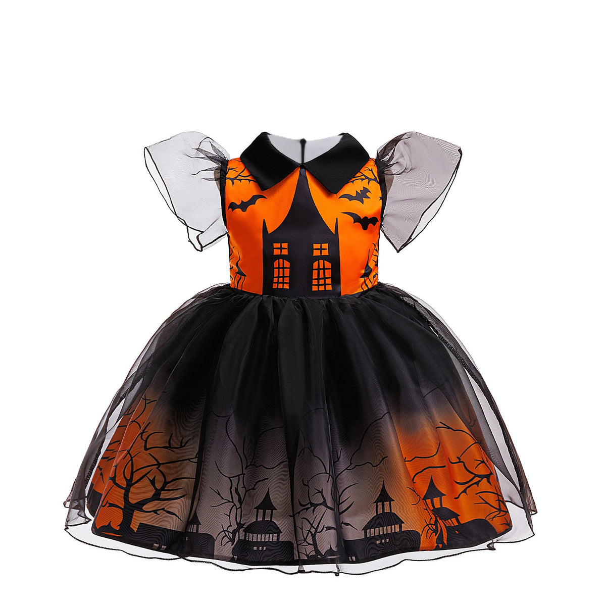 Girls' Halloween Cosplay Dress – Spooky Tulle Costume