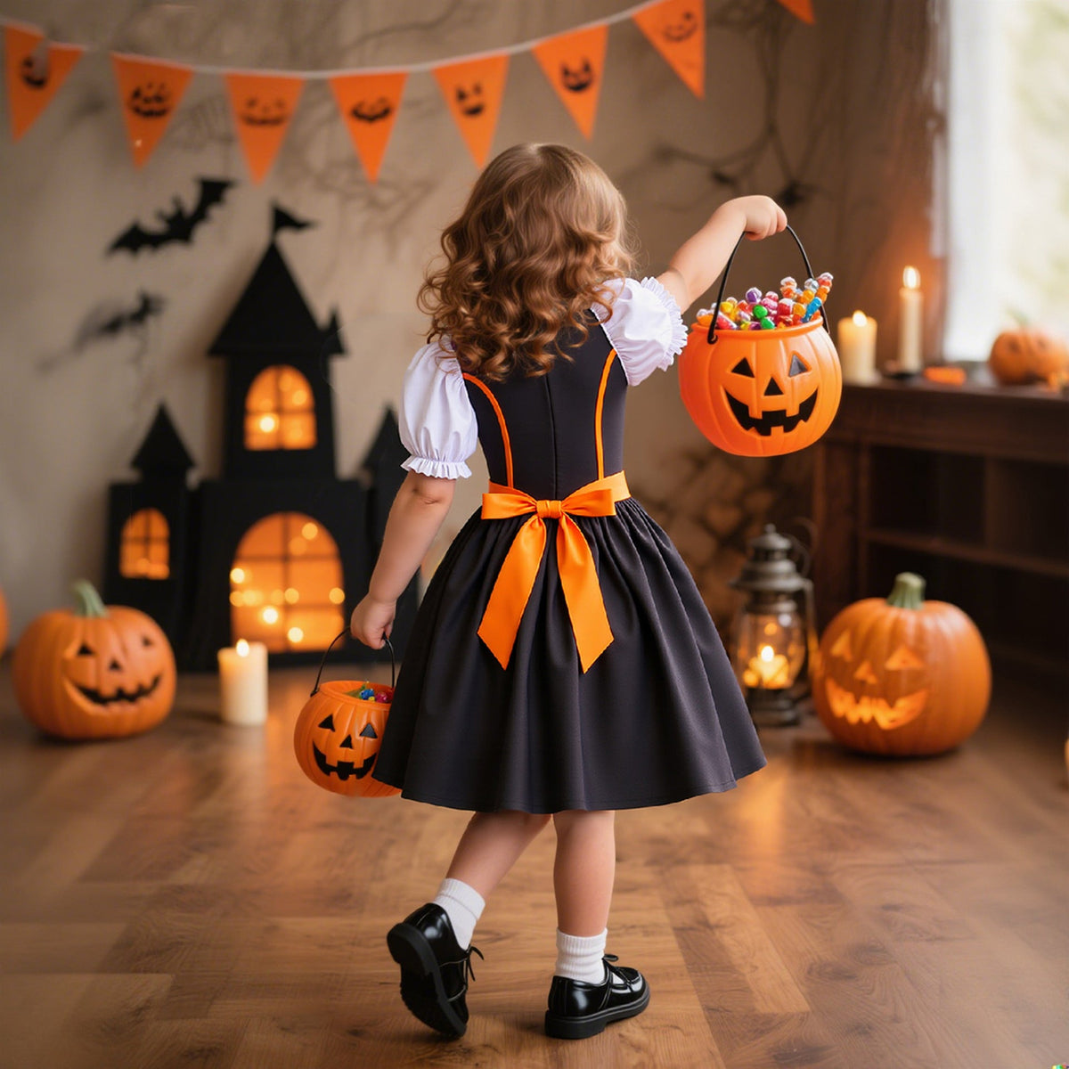 Girls Halloween Costume Dress – Satin Witch Role Play