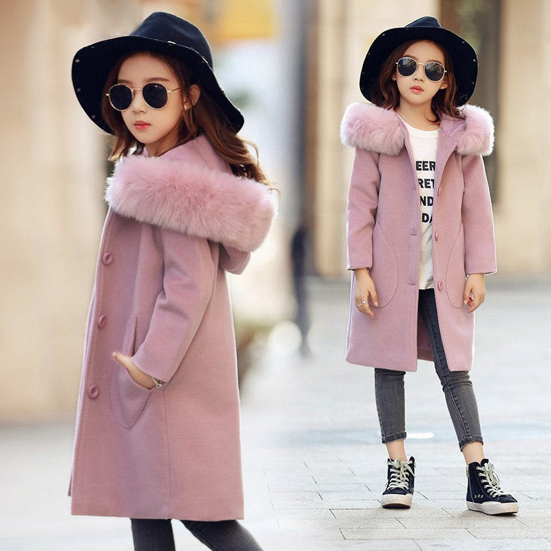Girls' Long Coat — Belle Winter Outfit For Cold Days
