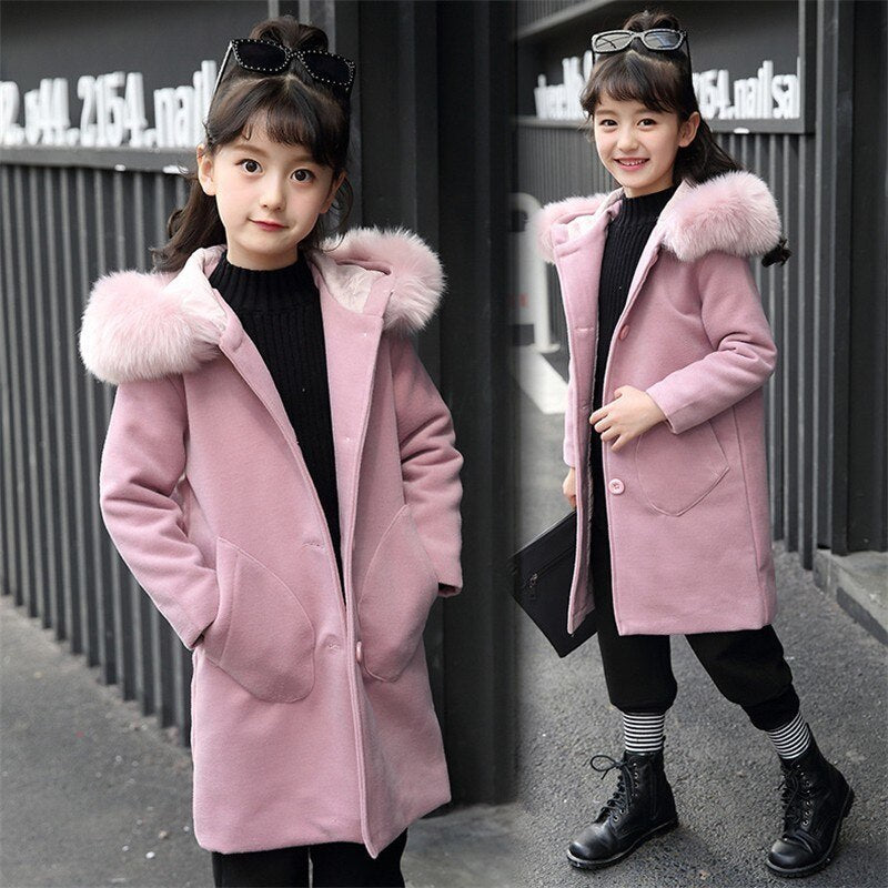 Girls' Long Coat — Belle Winter Outfit For Cold Days