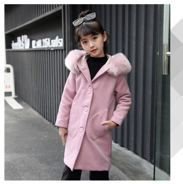 Girls' Long Coat — Belle Winter Outfit For Cold Days