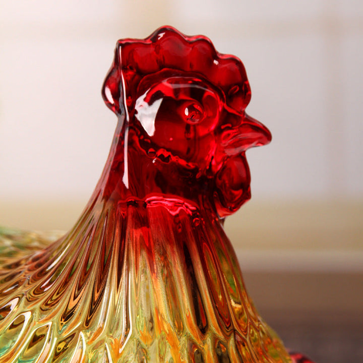 Glass Chicken Candy Jar Decorative Serving Dish Bowl