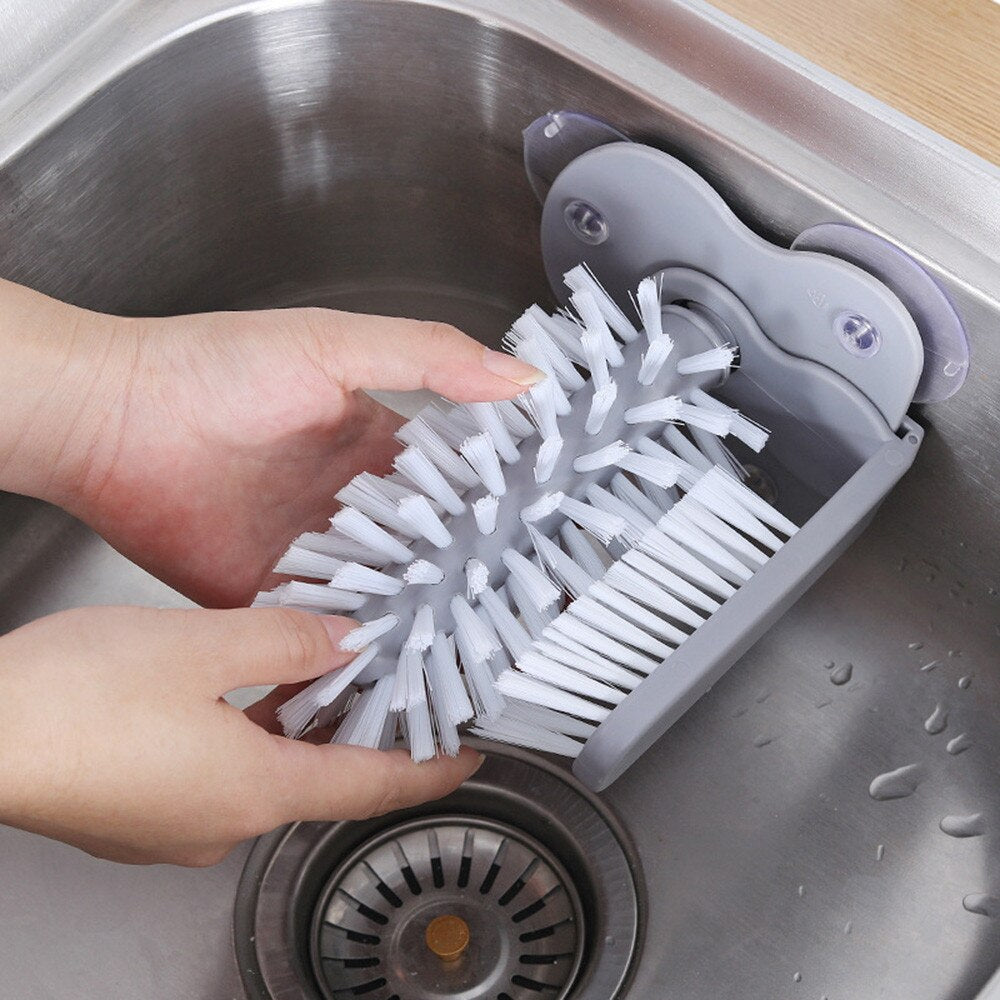 Glass Cup Cleaning Brush with Suction Mount Scrubber