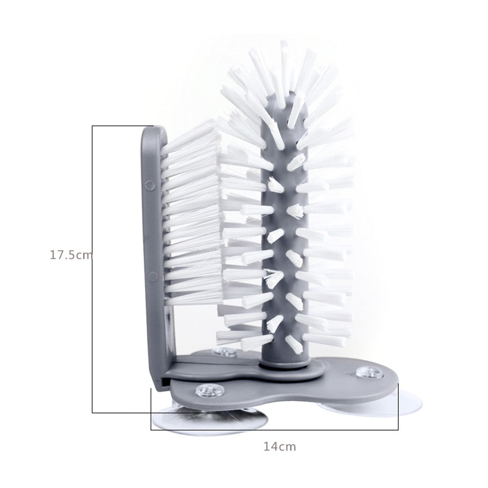 Glass Cup Cleaning Brush with Suction Mount Scrubber