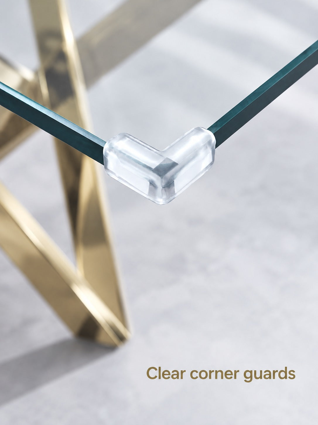 Glass Dining Table with Gold X-Base for Small Rooms