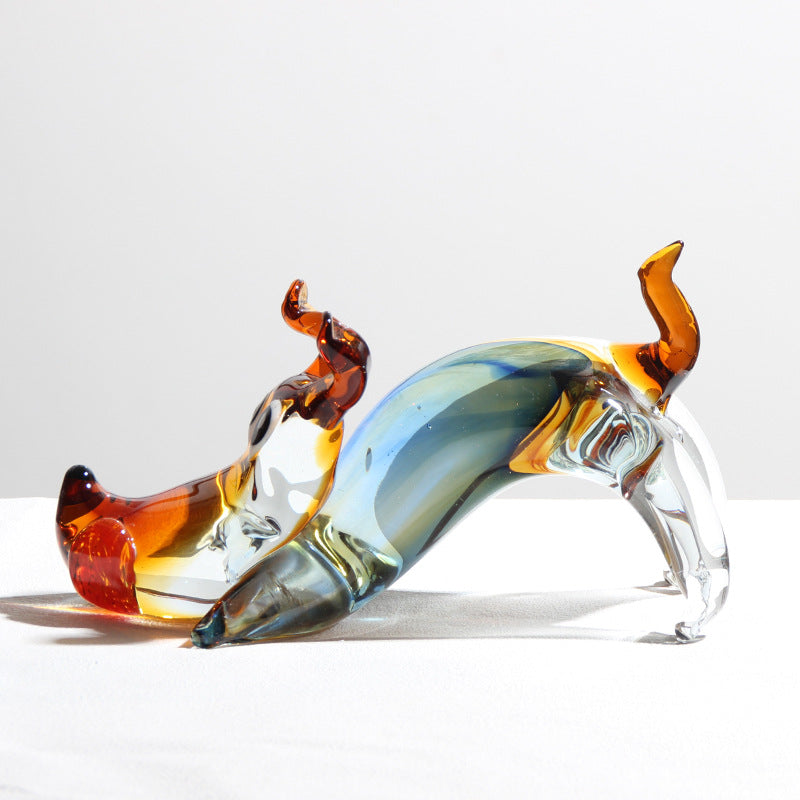 Crystal Glass Dog Statue for Modern Luxury Home Decor