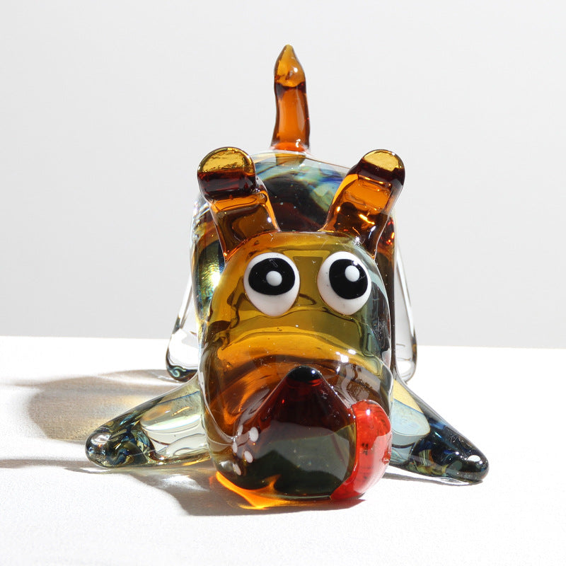 Crystal Glass Dog Statue for Modern Luxury Home Decor