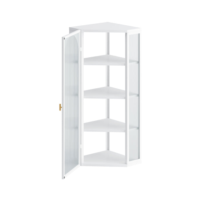 Four-Tier Glass Door Corner Wall Cabinet for Bathroom