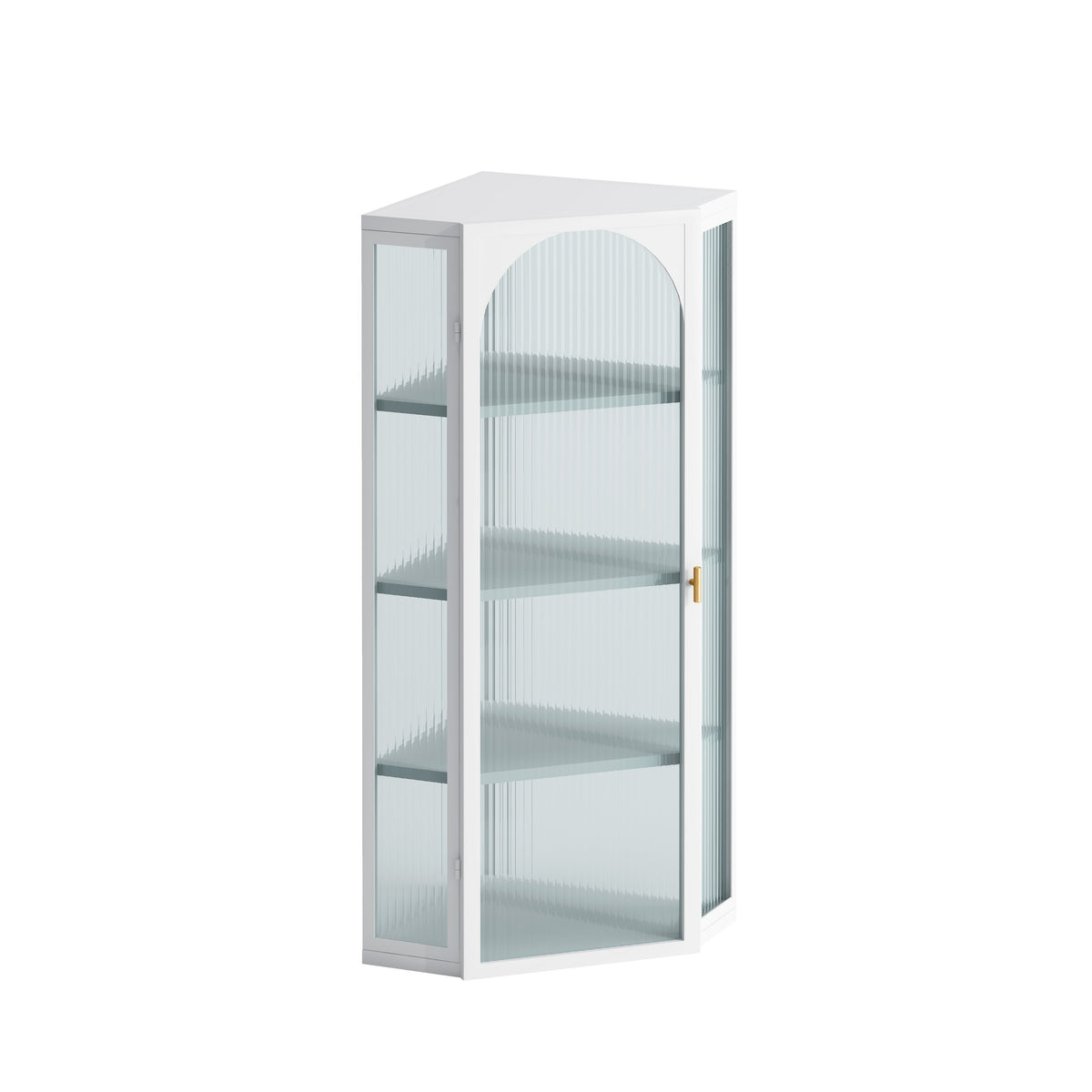 Four-Tier Glass Door Corner Wall Cabinet for Bathroom