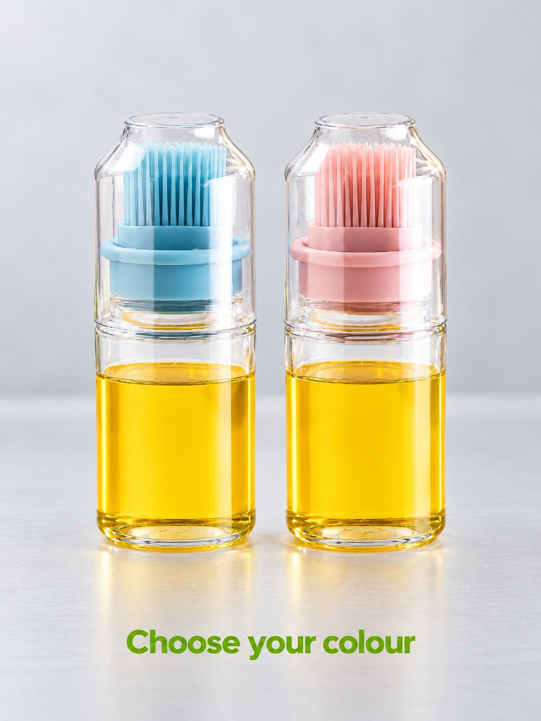 Glass Oil Bottle with Silicone Basting Brush and Cover