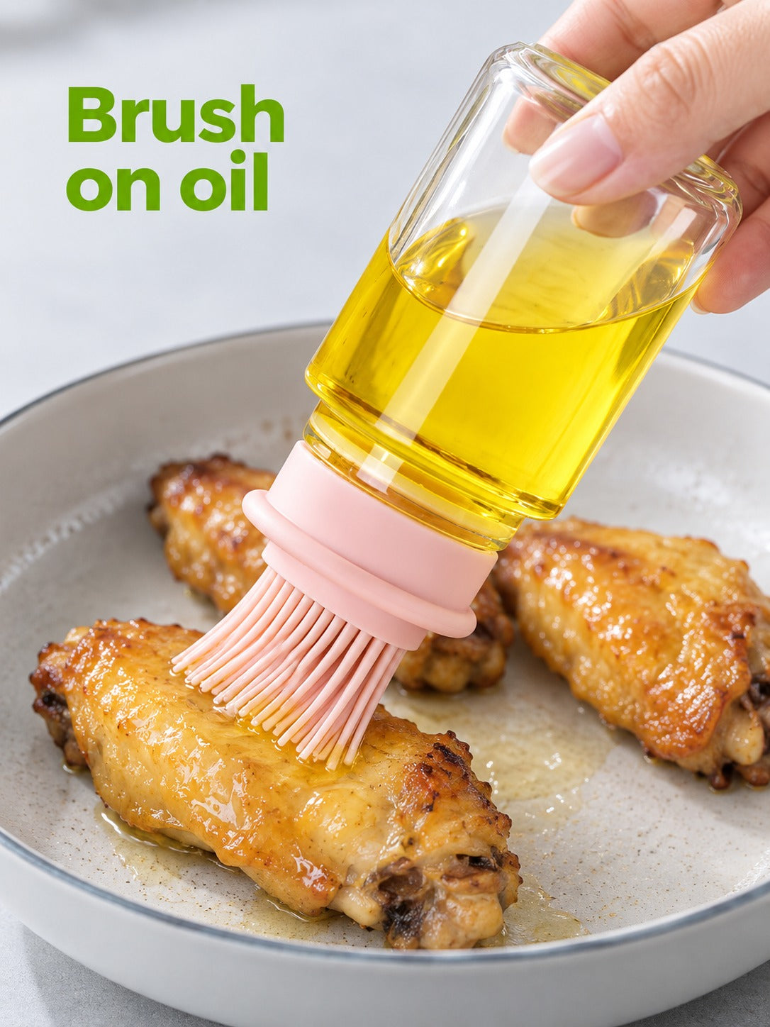 Glass Oil Bottle with Silicone Basting Brush and Cover